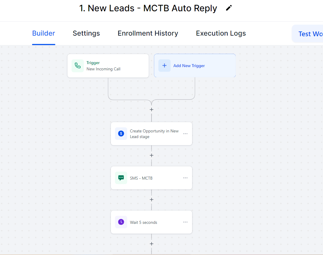Workflow screenshot: auto-reply trigger configuration